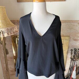 Liu Jo Milano Top Black V-Neck Blouse.